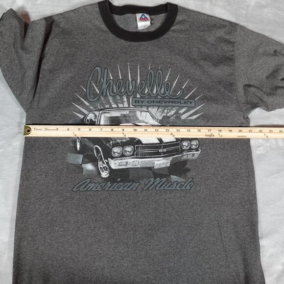 Vintage Chevrolet Chevelle Muscle Car Ringer T Shirt Mens L Slim Fit Y2K - Picture 5 of 7
